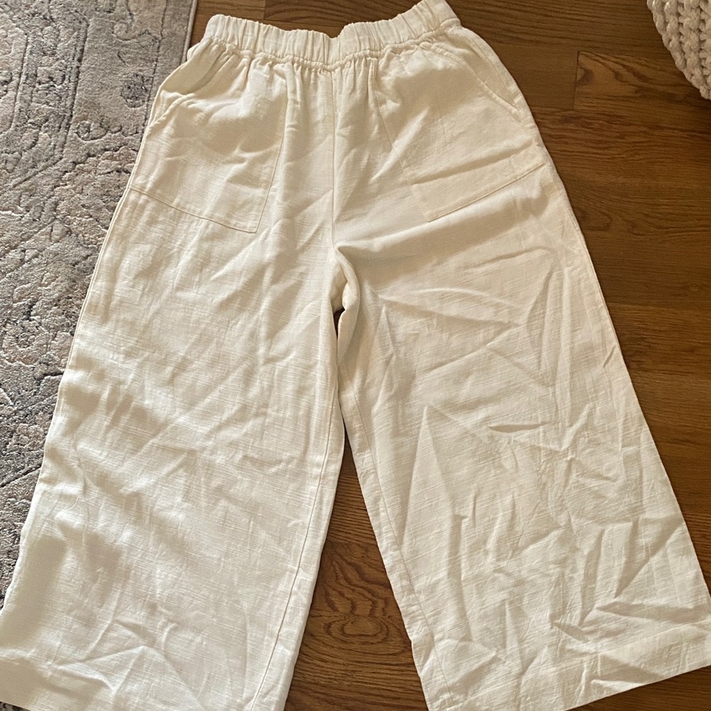 Laude the Label linen blend cropped wide leg pants